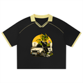 Easy Dragon Unisex Collared Piping Boxy Soccer Jersey — Black