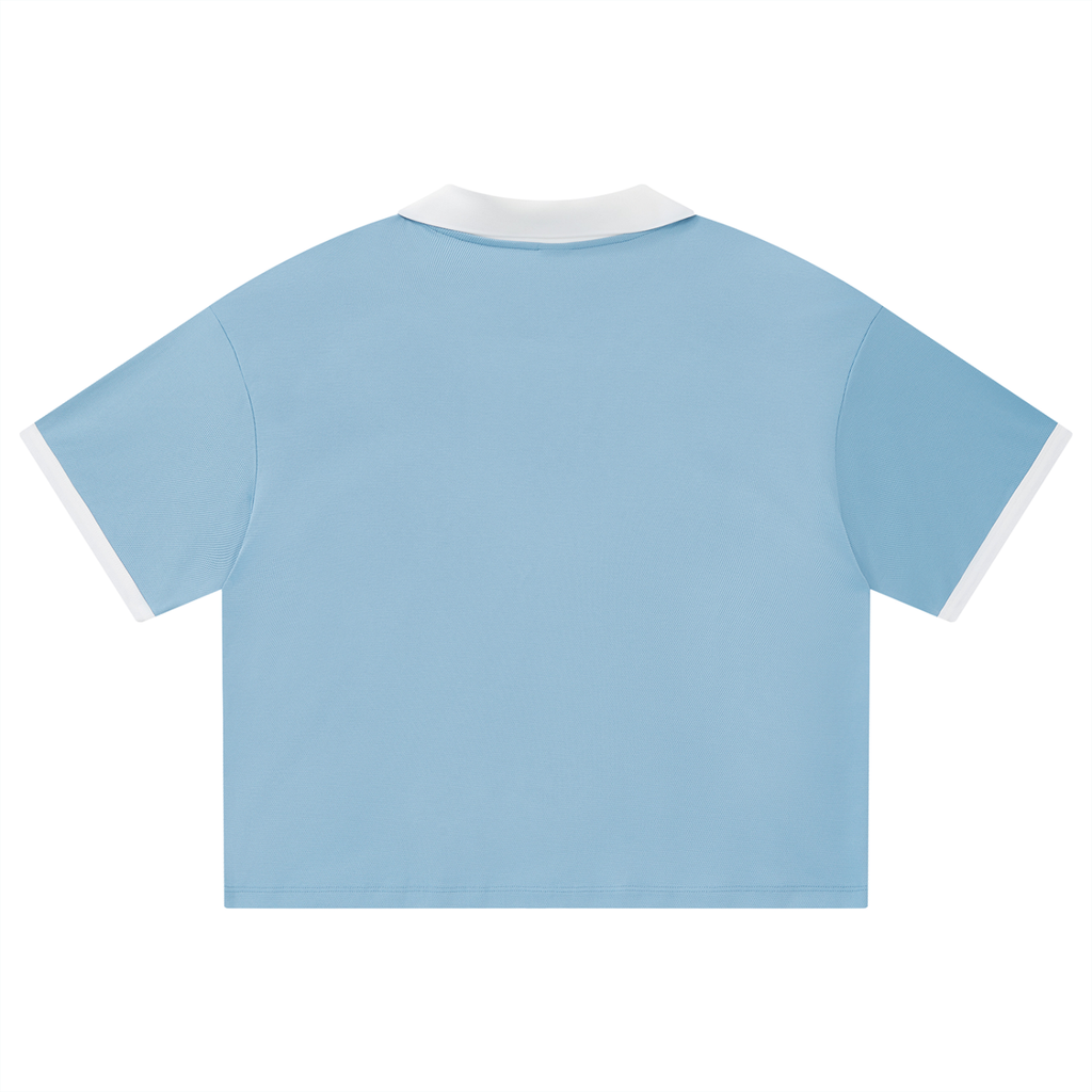 Easy Dragon Unisex Collared Piping Boxy Soccer Jersey — Blue